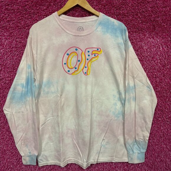 Odd Future Tie Dye Long Sleeve Puffy Print Logo Tshirt size Large - Picture 1 of 4